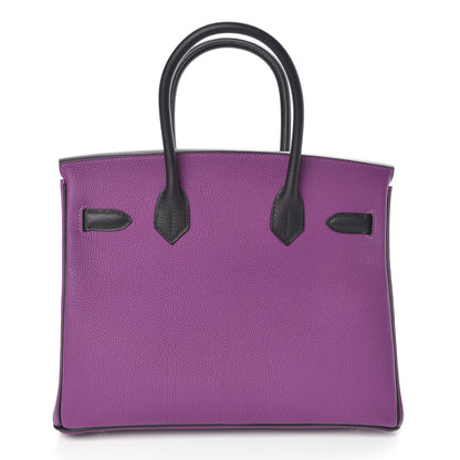 Hermes Togo Bi-Color Horseshoe Birkin 30 Anemone Black 4 of 34