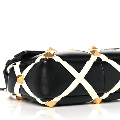 Valentino Garavani Nappa Large Roman Stud Shoulder Bag Black White 7 of 14