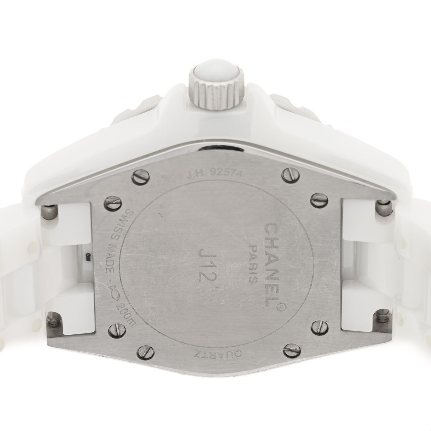 Stainless Steel Ceramic Diamond 33mm J12 Quartz Watch White