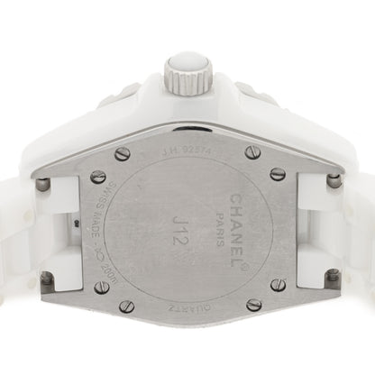 Chanel Stainless Steel Ceramic Diamond 33mm J12 Quartz Watch White 4 of 4