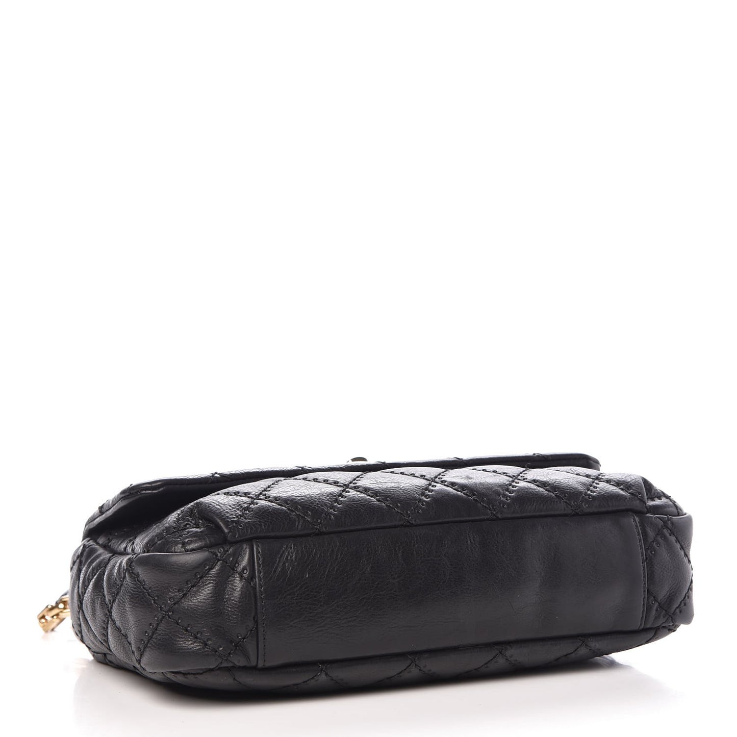 Calfskin Quilted Retro Chain Flap Black