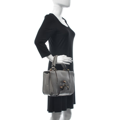 Fendi Glazed Calfskin Secret Code Satchel Grey 2 of 9