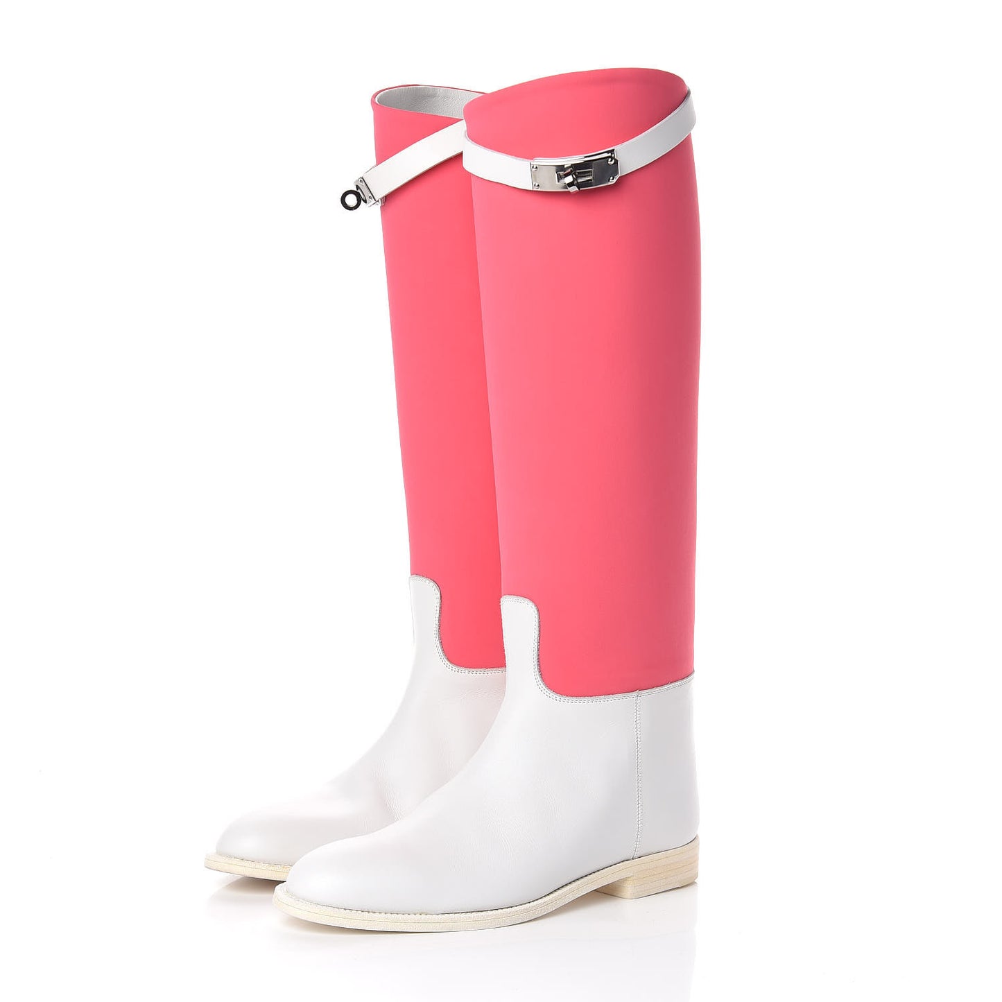 Toile Calfskin Kelly Jumping Boots 37.5 Blanc