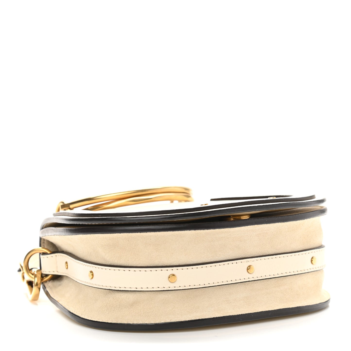 Calfskin Suede Small Nile Bracelet Bag Off White