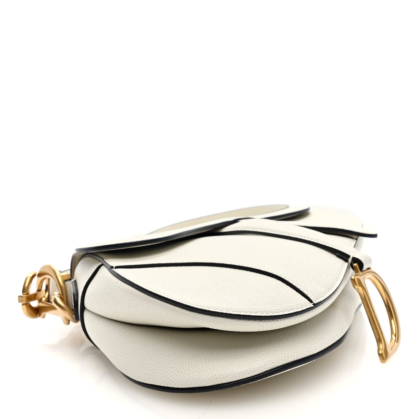 Grained Calfskin Saddle Bag With Strap Latte