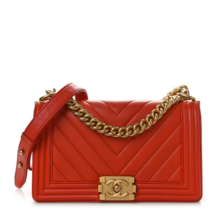 Chanel Calfskin Chevron Quilted Medium Boy Flap Coral 1 of 10