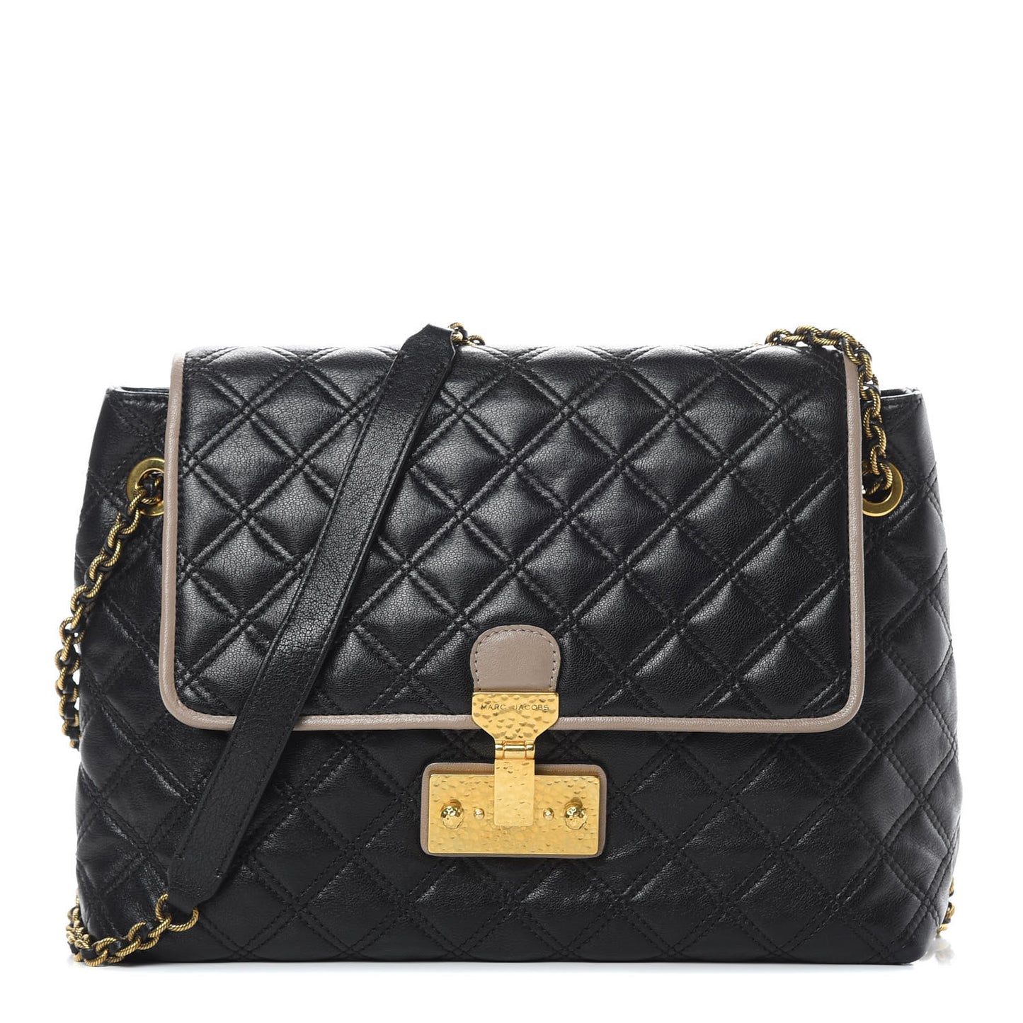 Lambskin Quilted Large Baroque Single Flap Bag Black