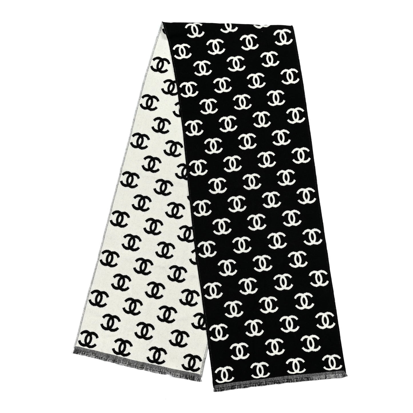 Wool Cashmere CC Scarf Black White