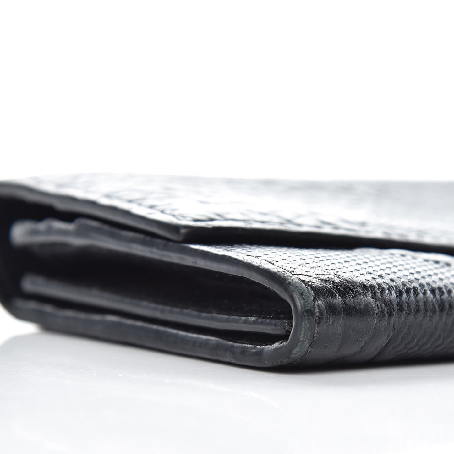 Signature Grain Calfskin Check Embossed Porter Continental Wallet Black