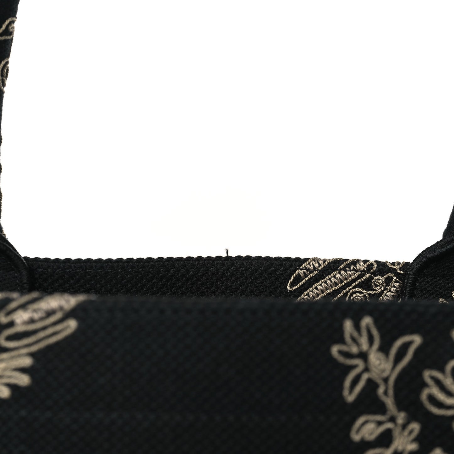 Canvas Embroidered Large Ornamental Cornely Book Tote Black Beige