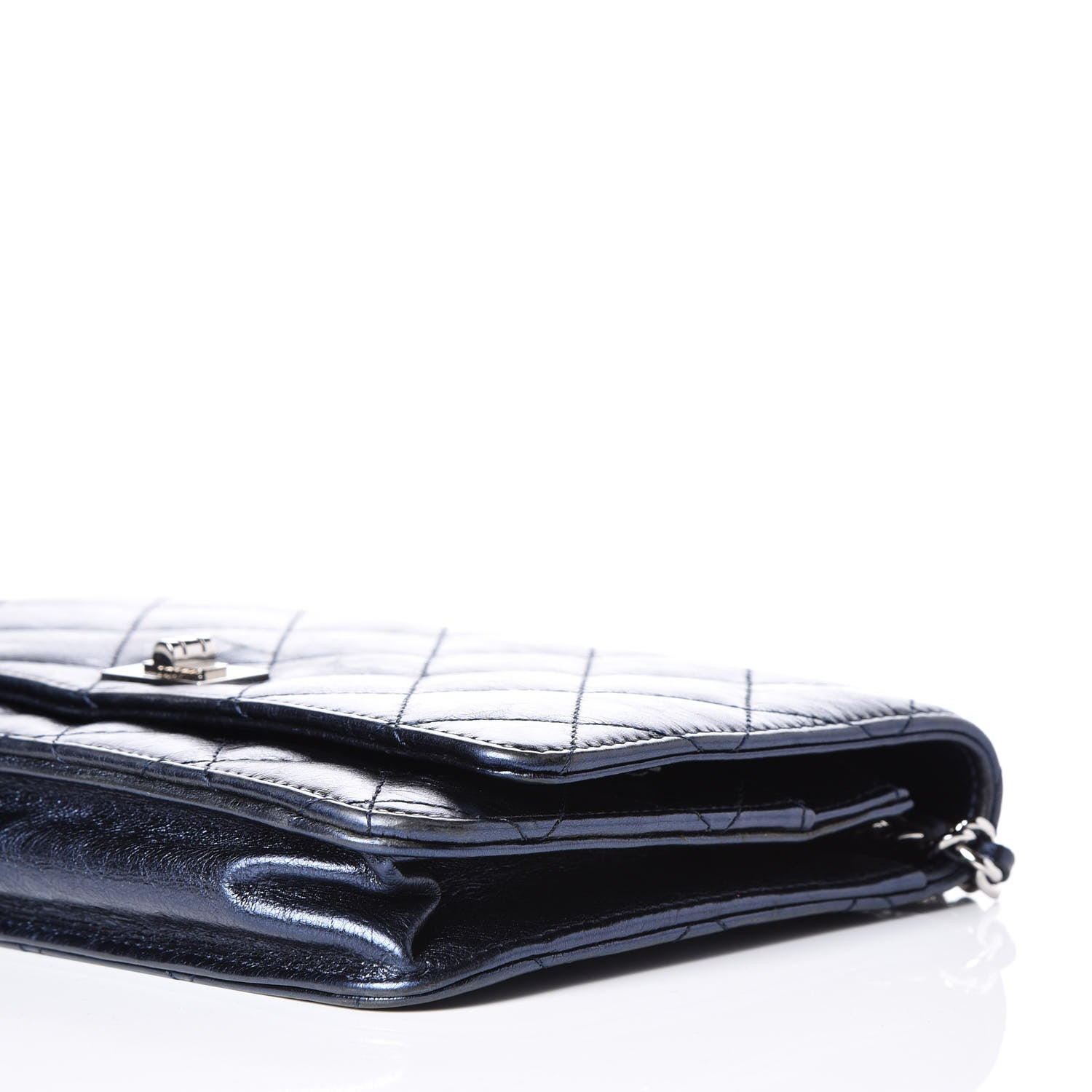 Chanel Metallic Lambskin Quilted Reissue Wallet On Chain WOC Blue 9 of 11