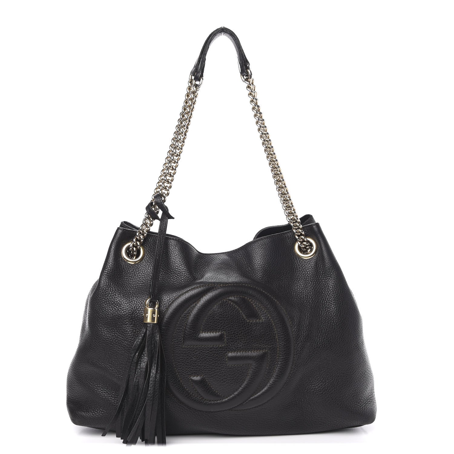 Gucci Pebbled Calfskin Medium Soho Chain Shoulder Bag Black 1 of 15
