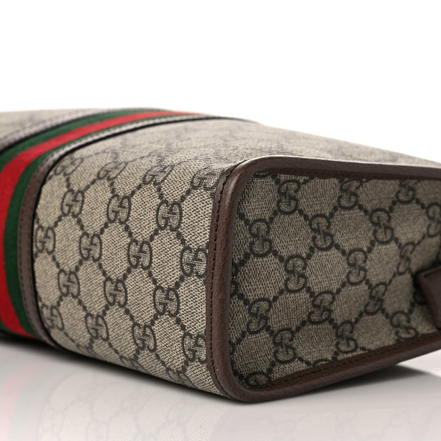 GG Supreme Monogram Web Toiletry Case Brown