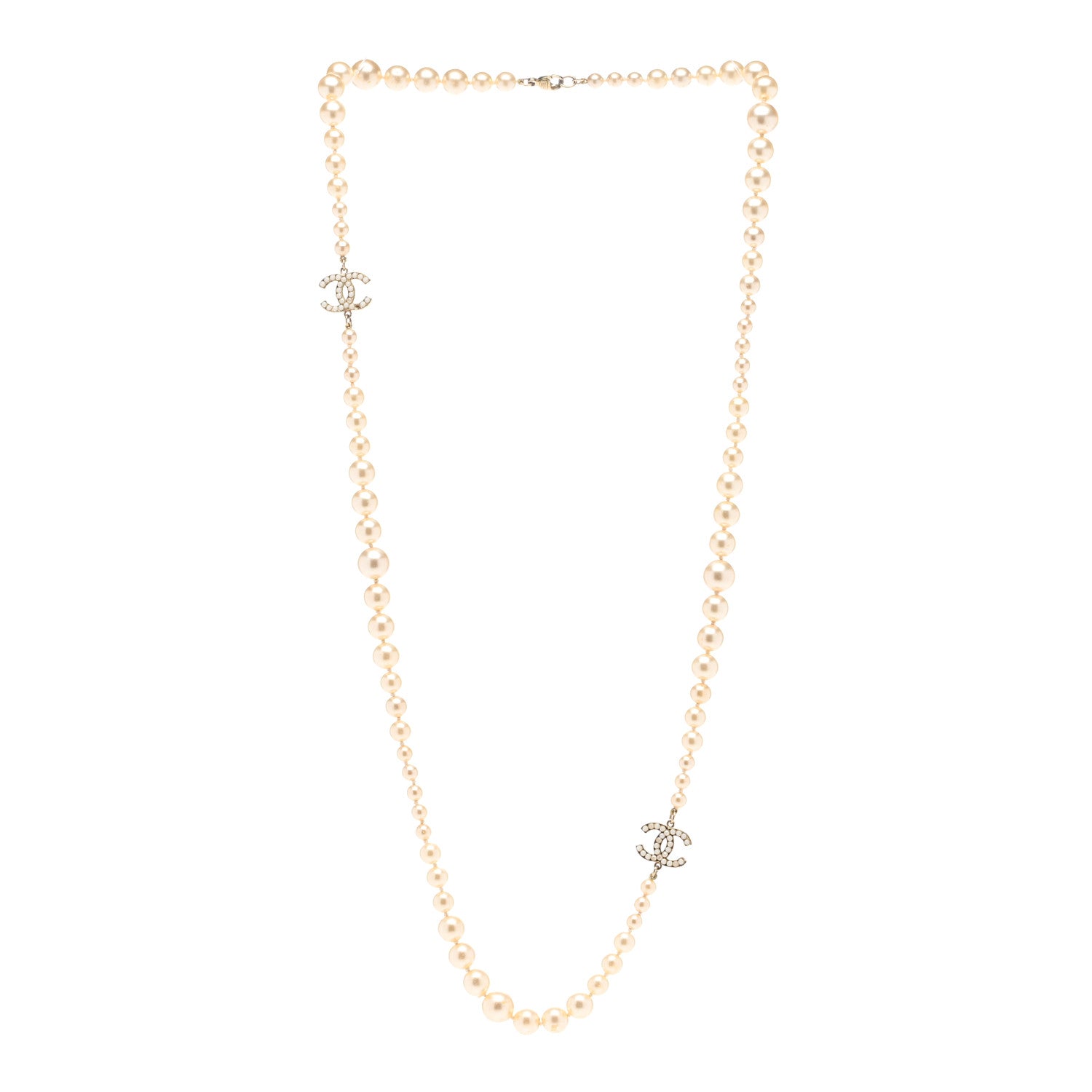 Chanel Graduated Pearl CC Long Necklace Gold 3 of 6