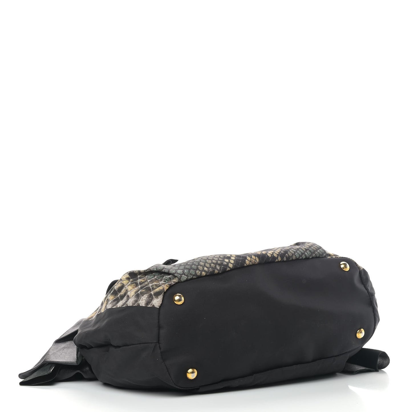 Nylon Python Print Large Bow Bag Verde