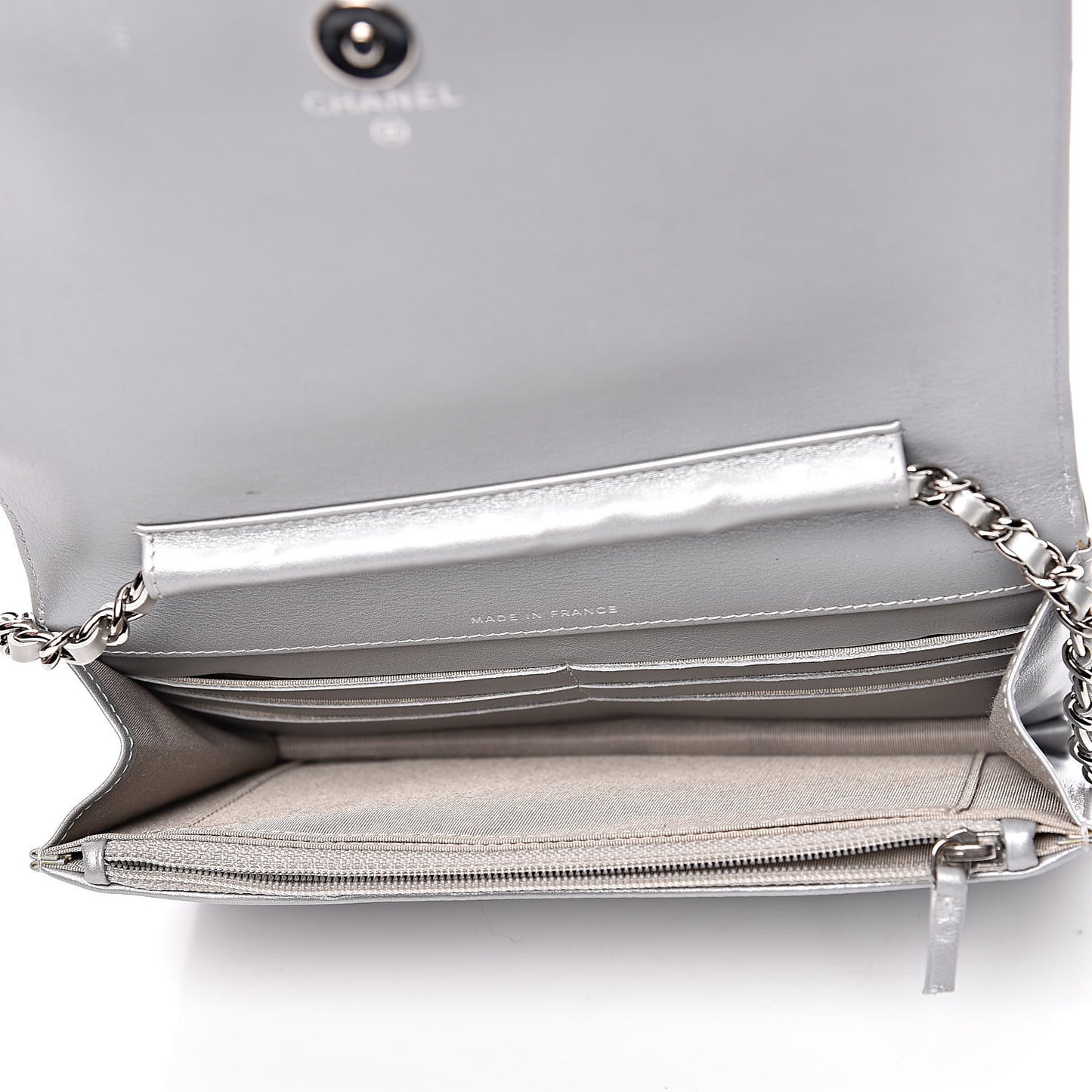 Patent Strass Wallet On Chain WOC Silver