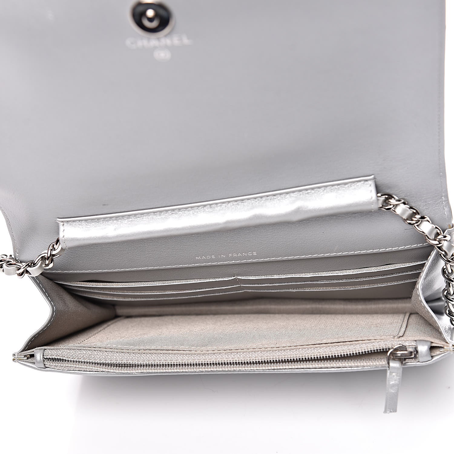 Chanel Patent Strass Wallet On Chain WOC Silver 5 of 16