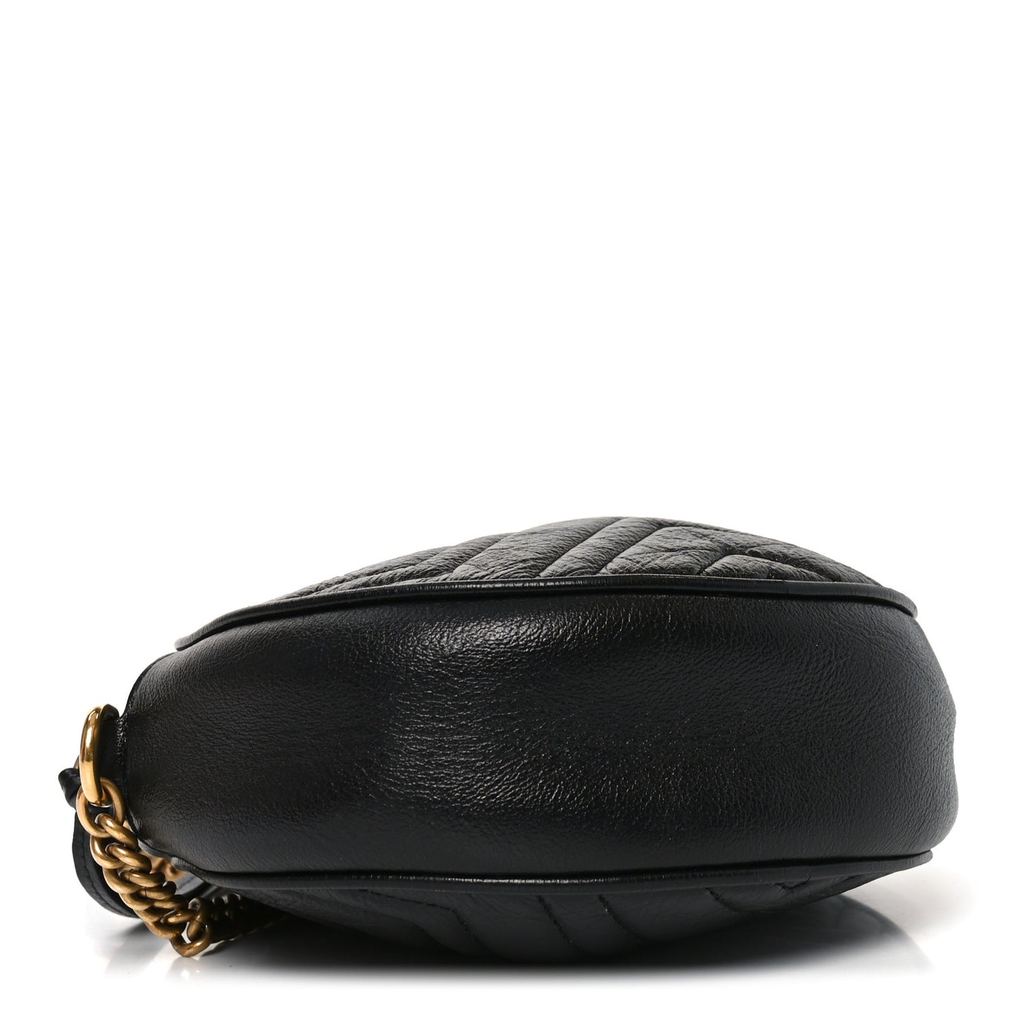 Azalea Calfskin Matelasse Heart Mini GG Marmont Round Shoulder Bag Black