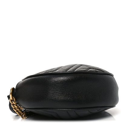 Gucci Azalea Calfskin Matelasse Heart Mini GG Marmont Round Shoulder Bag Black 4 of 10