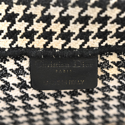 Christian Dior Canvas Houndstooth Embroidered Book Tote Black White 6 of 13