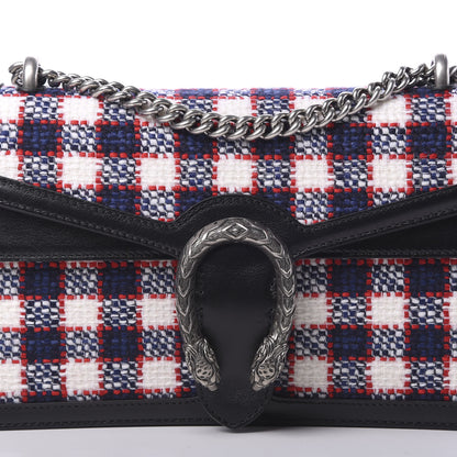 Gucci Vintage Tweed Check Small Dionysus Shoulder Bag White Hibiscus Red Marine 7 of 10