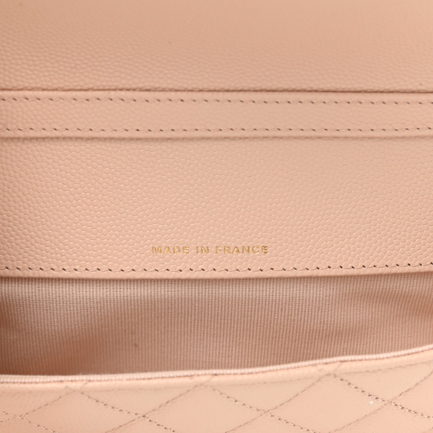 Caviar Quilted Glasses Case With Chain Beige