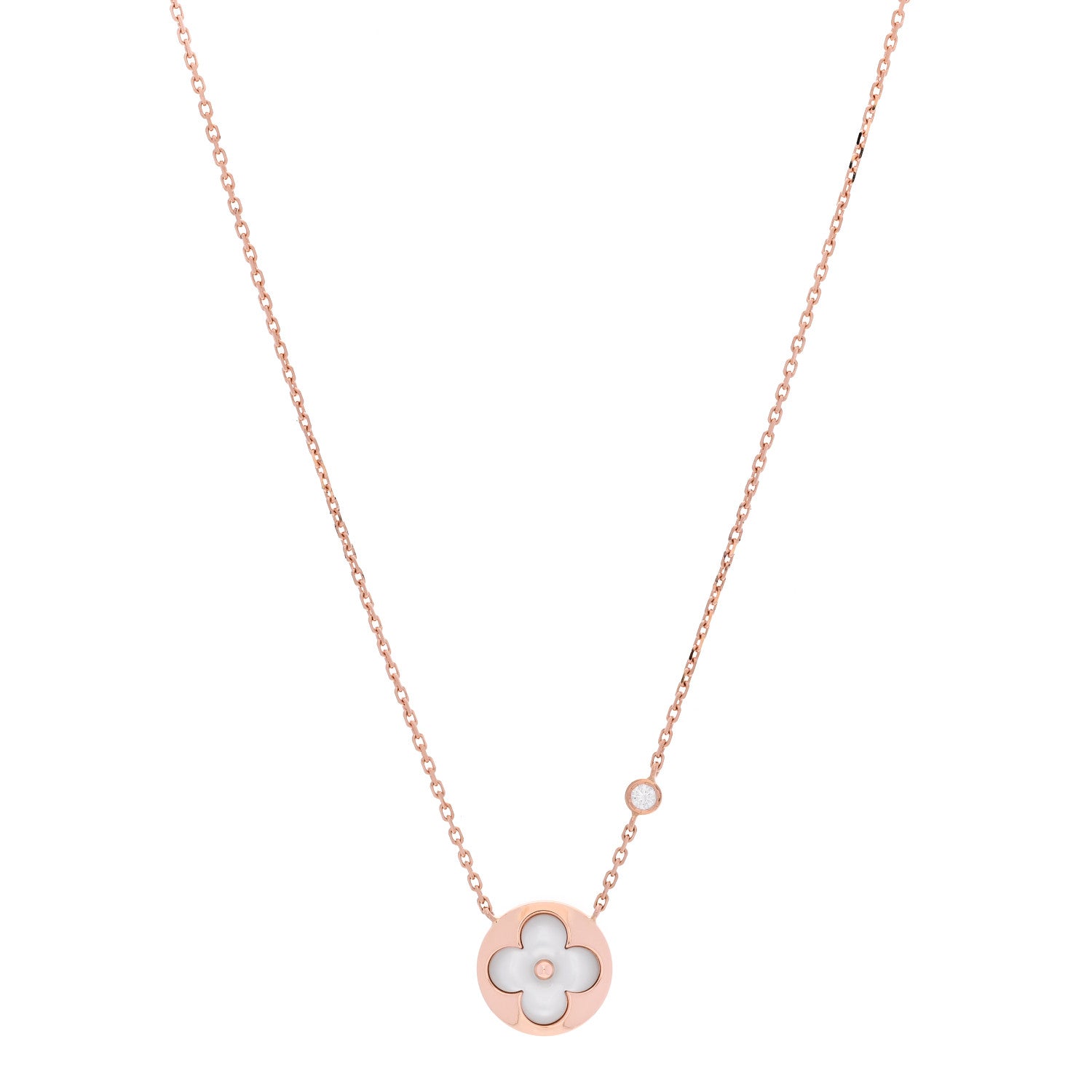 Louis Vuitton 18K Pink Gold Diamond Mother of Pearl Color Blossom BB Sun Pendant Necklace 1 of 6