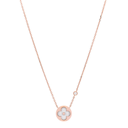 Louis Vuitton 18K Pink Gold Diamond Mother of Pearl Color Blossom BB Sun Pendant Necklace 1 of 6