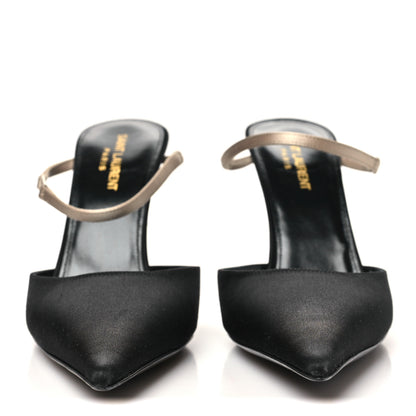 Saint Laurent Satin Nappa Killer 90mm Mules 38 Black Partridge Pink 3 of 9