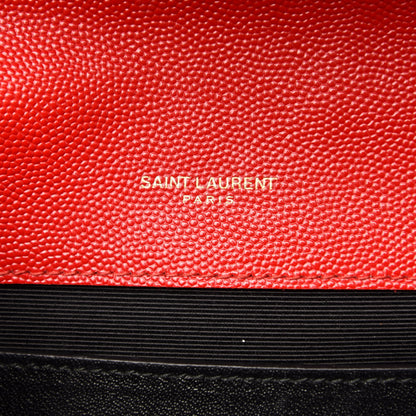 Saint Laurent Grain De Poudre Textured Mixed Matelasse Triquilt Medium Monogram Satchel New Red 9 of 10