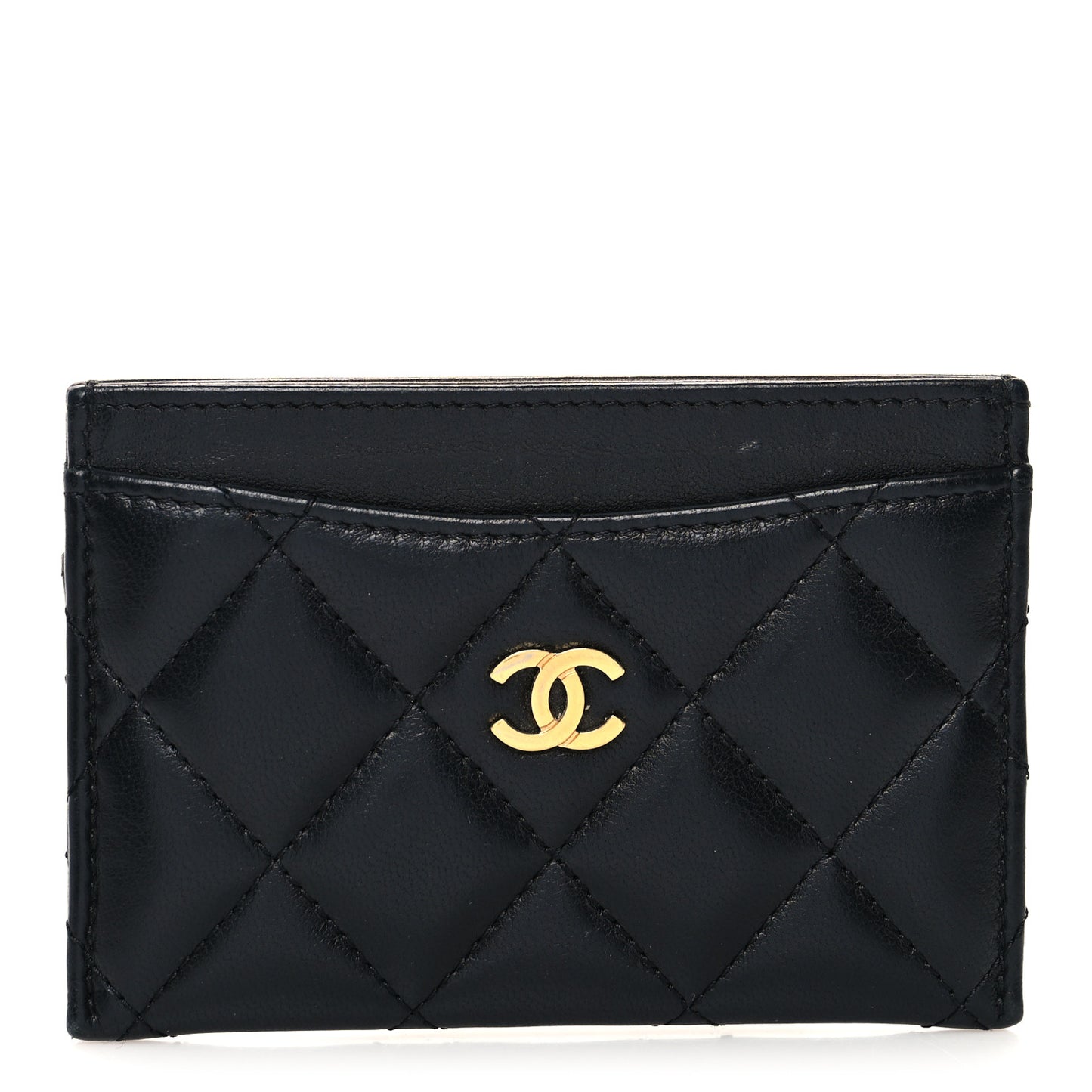 Lambskin Quilted Card Holder Black