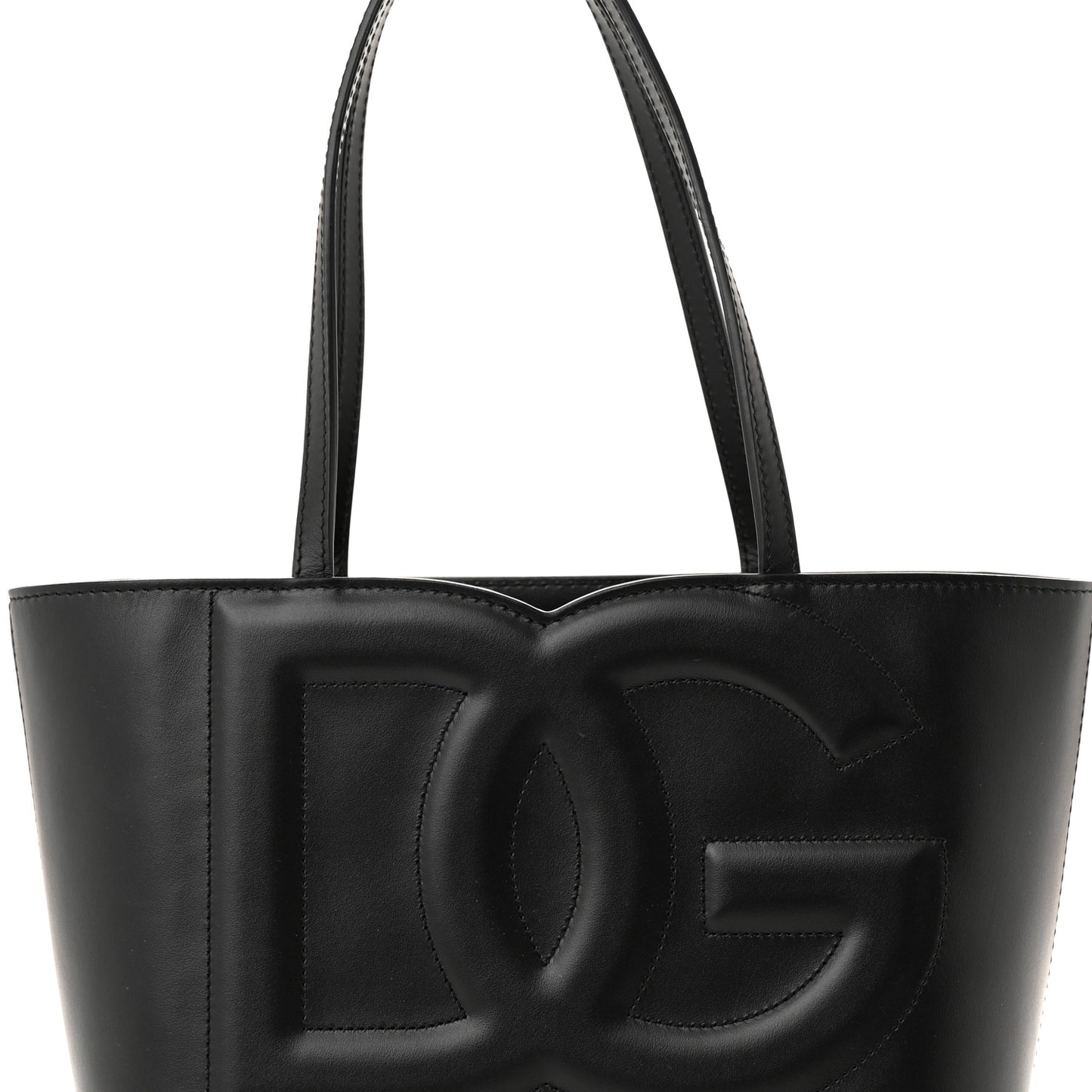 Calfskin Small DG Logo Shopper Tote Black