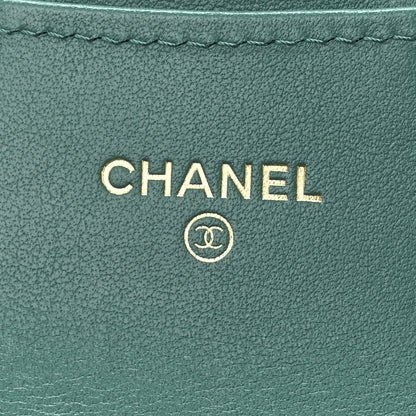 Chanel Aged Calfskin Quilted Reissue Card Holder Wallet Green 6 of 9