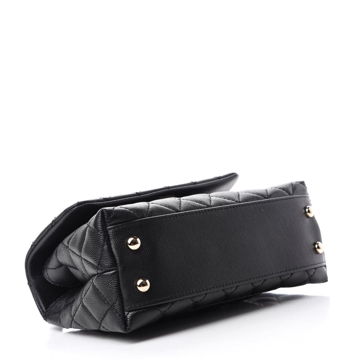 Caviar Lizard Embossed Quilted Mini Coco Handle Flap Black