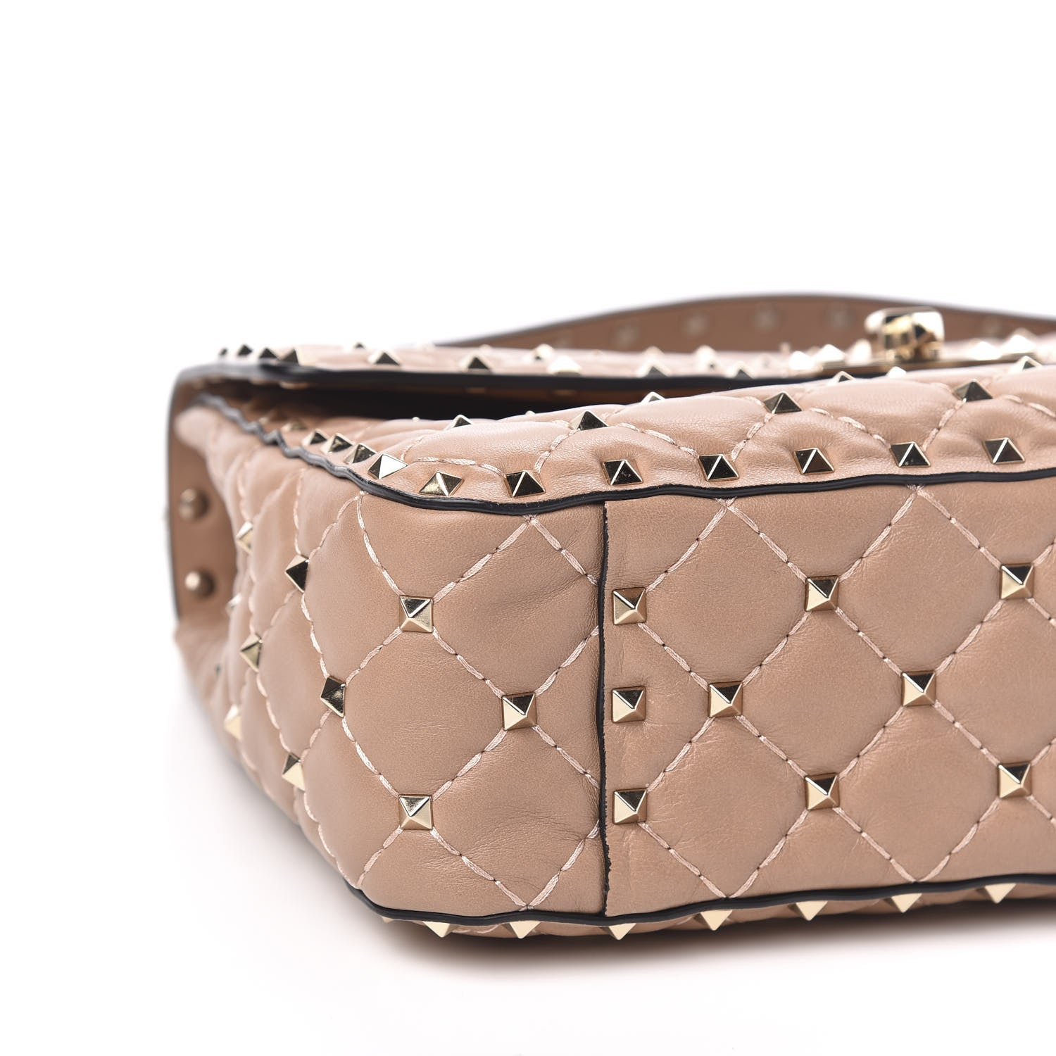 Valentino Garavani Nappa Medium Rockstud Spike Shoulder Bag Soft Noisette 7 of 9