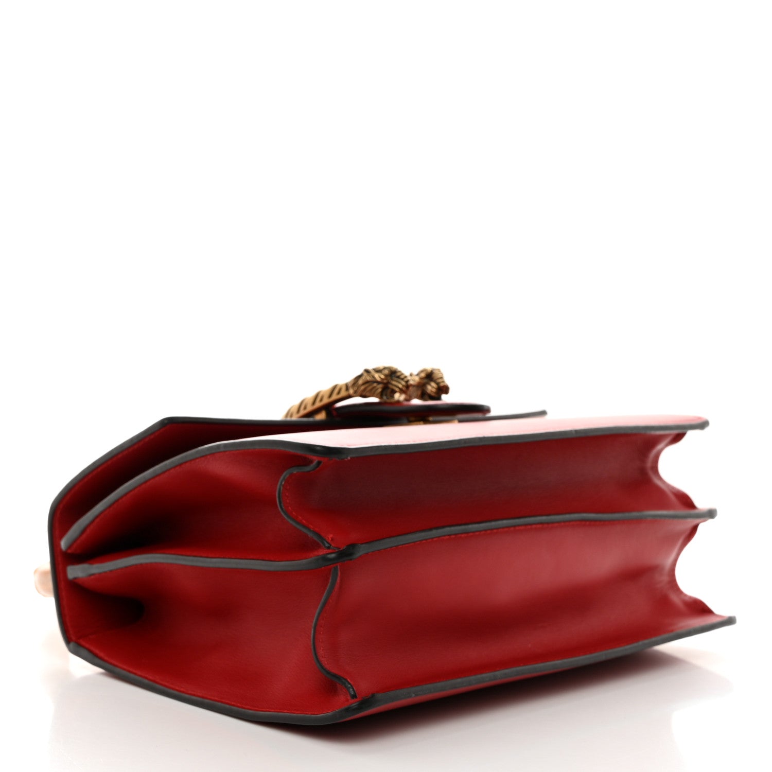 Gucci Moon Calfskin Crystal Web Medium Dionysus Bamboo Top Handle Bag Hibiscus Red 4 of 11