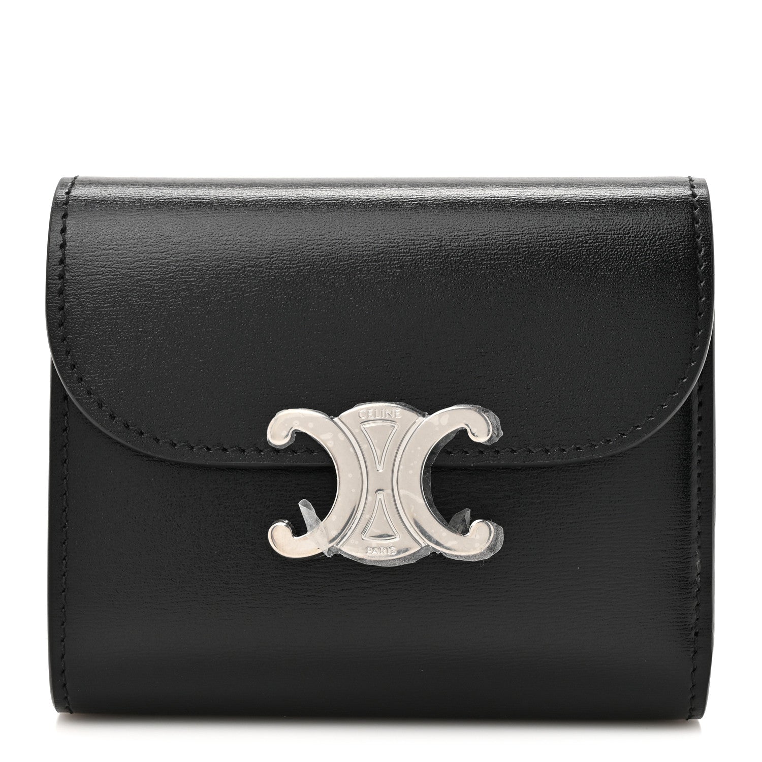 Celine Shiny Calfskin Small Triomphe Wallet Black 1 of 9