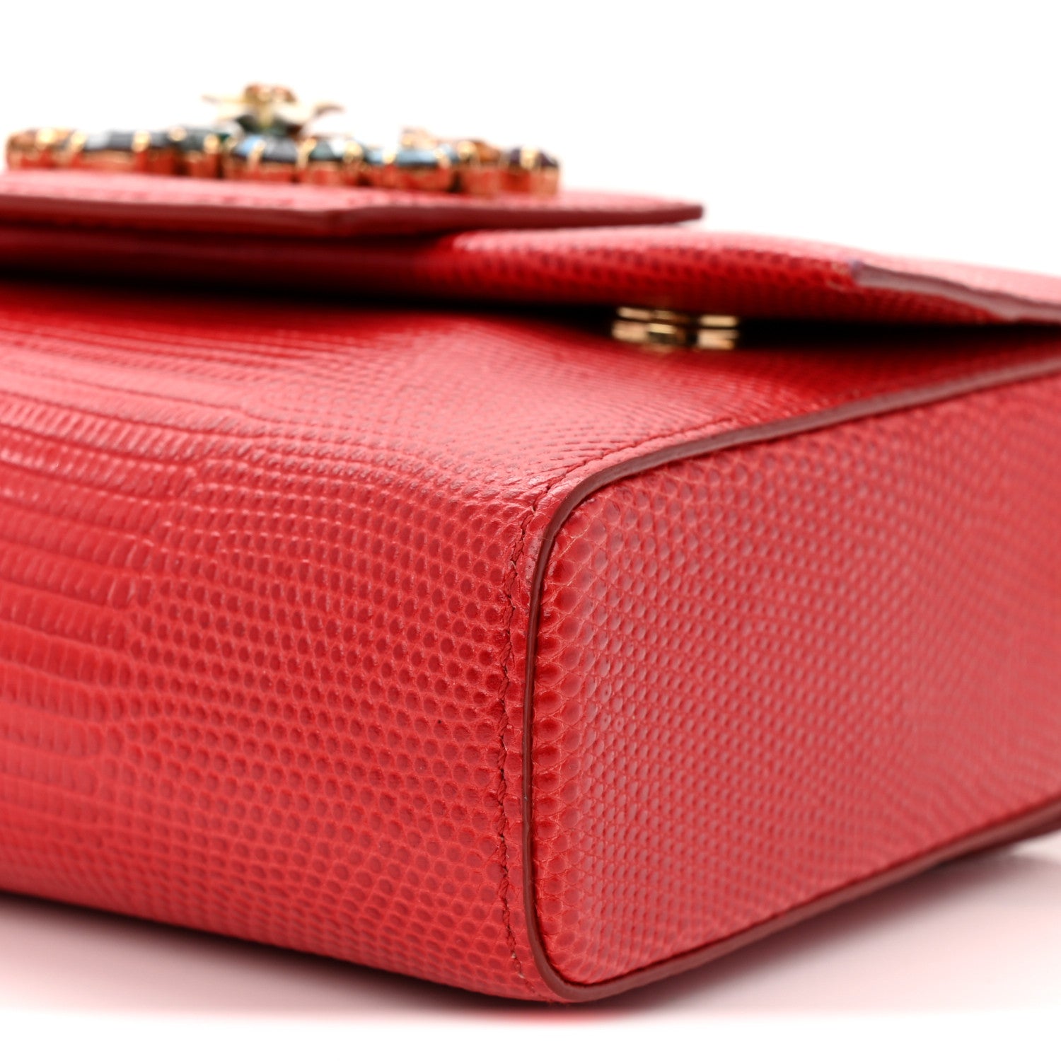 Dolce & Gabbana Lizard Embossed Crystal Embellished DG Millennials