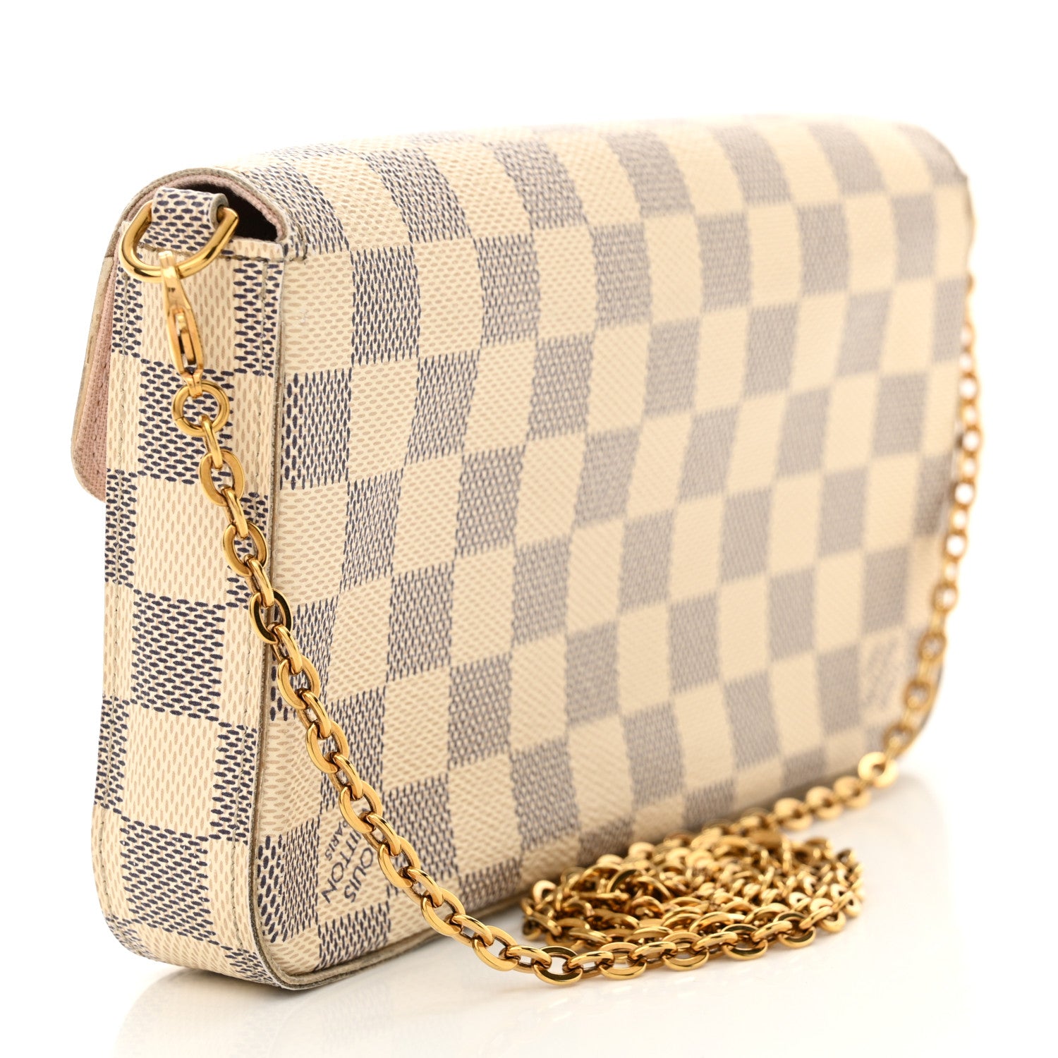 Louis Vuitton Damier Azur Pochette Felicie Chain Wallet Rose Ballerine 4 of 15