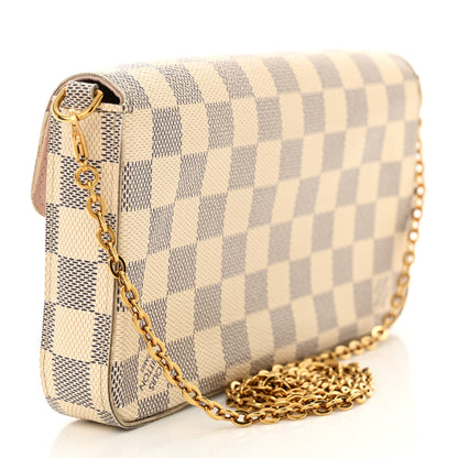 Louis Vuitton Damier Azur Pochette Felicie Chain Wallet Rose Ballerine 4 of 15