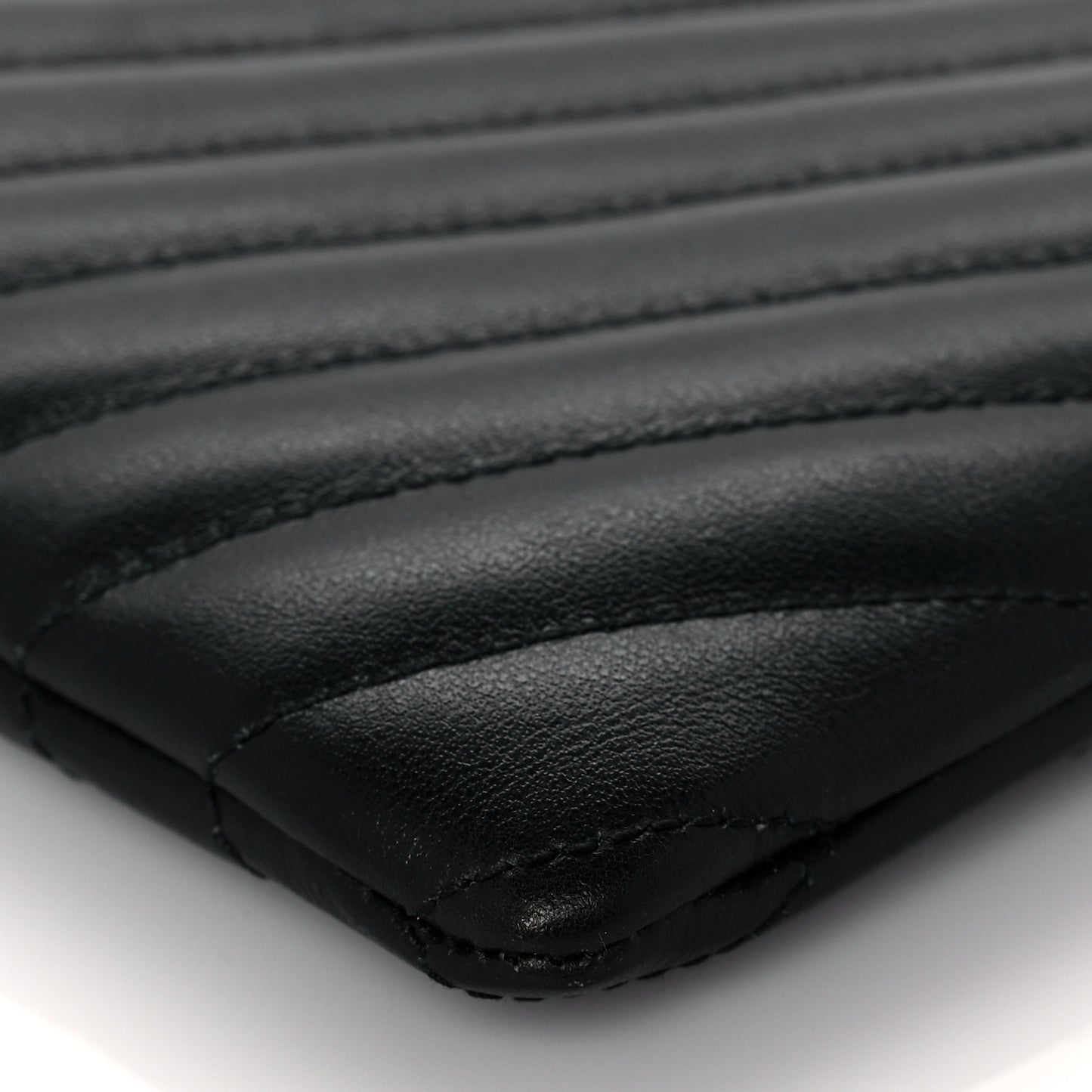 Calfskin Matelasse Chevron Monogram A5 Wristlet Black