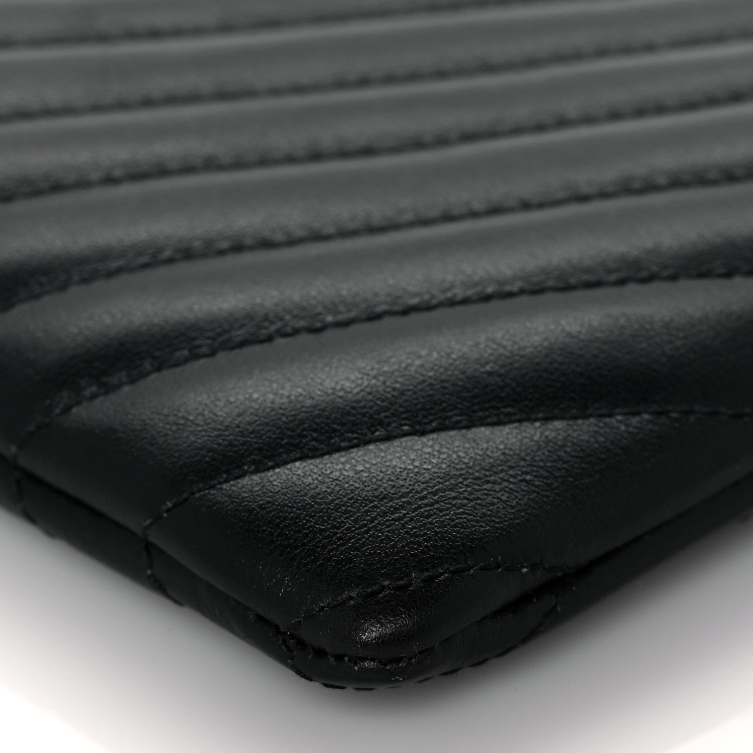 Saint Laurent Calfskin Matelasse Chevron Monogram A5 Wristlet Black 9 of 11