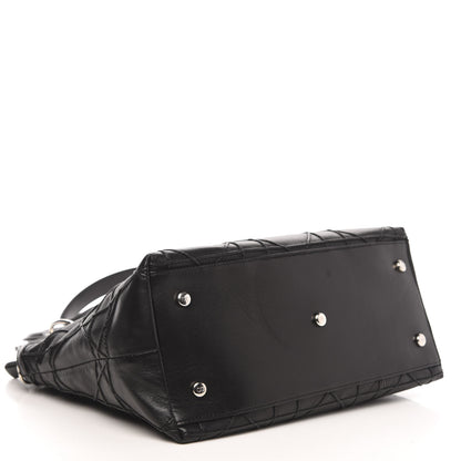 Christian Dior Lambskin Cannage Medium Granville Tote Black 4 of 11