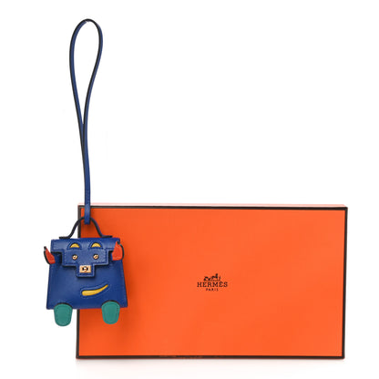 Hermes Tadelakt Chevre Mysore Kelly Quelle Idole Bag Charm Bleu Electrique Feu Jaune De Naples Vert Verone 9 of 9
