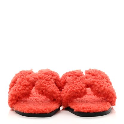 Hermes Woolskin Oran Sandals 37.5 Orange 2 of 8