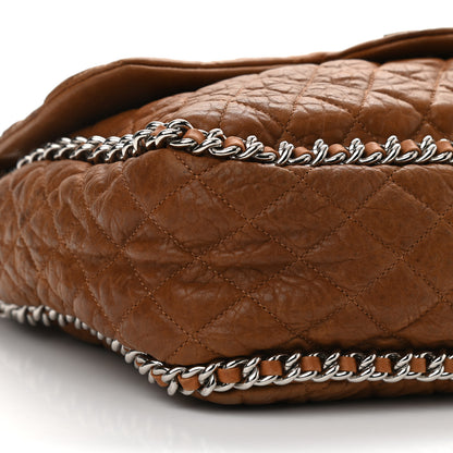 Chanel Washed Lambskin Quilted Chain Around Maxi Flap Brown 9 of 12