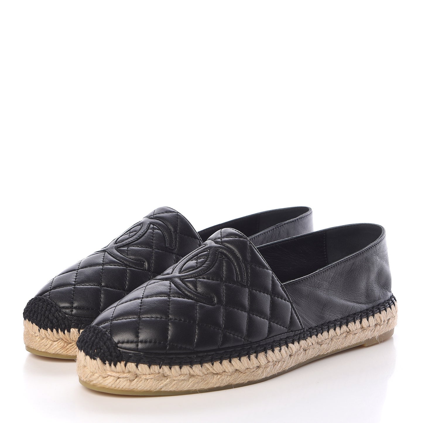 Lambskin Quilted CC Espadrilles 40 Black