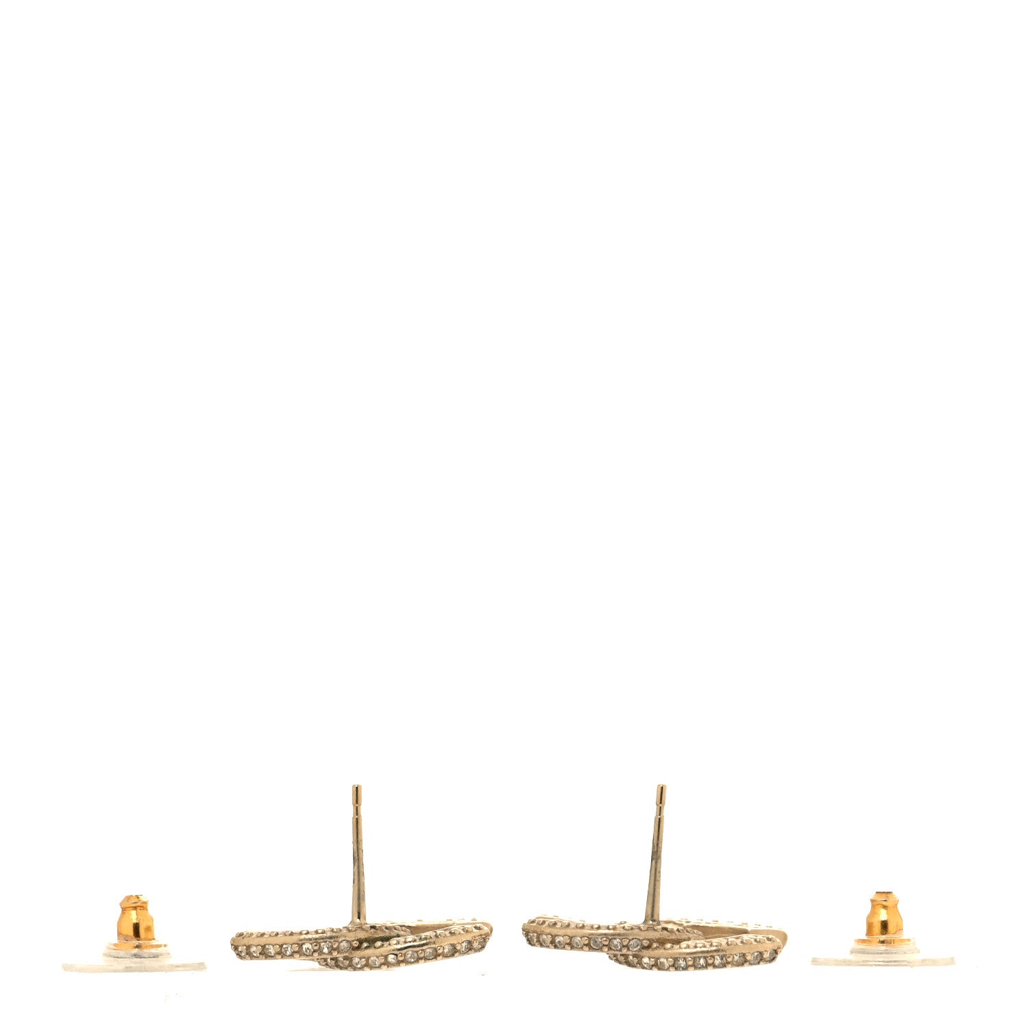 Chanel Crystal Timeless CC Earrings Gold 3 of 6