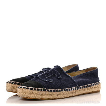 Chanel Denim Toile CC Espadrilles 39 Navy Black 3 of 8