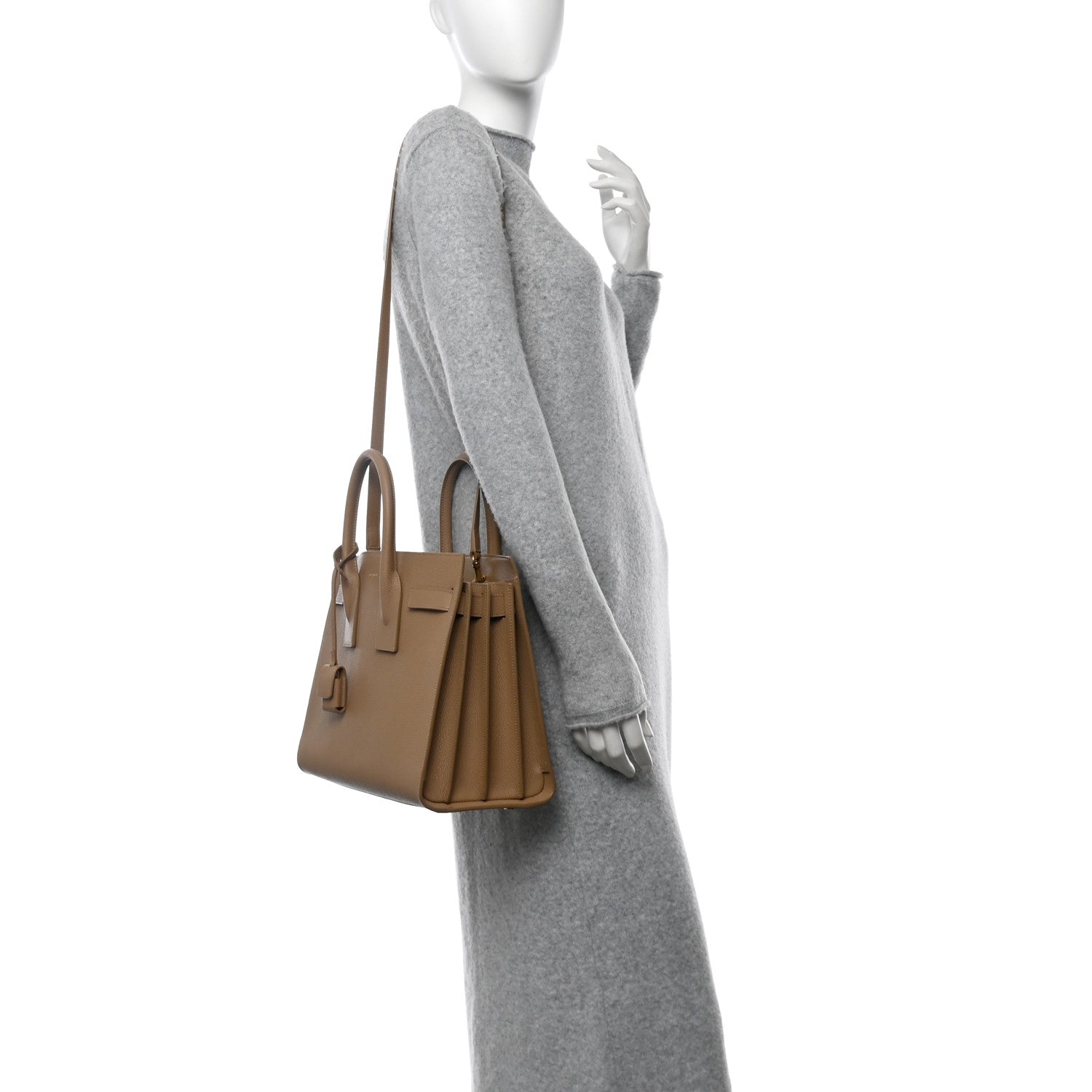 Saint Laurent Grained Calfskin Small Sac De Jour Deep Beige 2 of 13